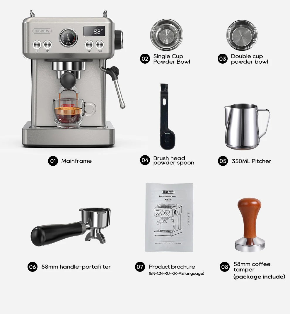 HiBREW H10A Espresso Machine with Temperature Control & Volumetric Dosing